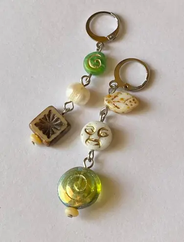 Handmade quality Czech glass beads mix unique boho fairy funky dangle earrings🌝⭐️🌀