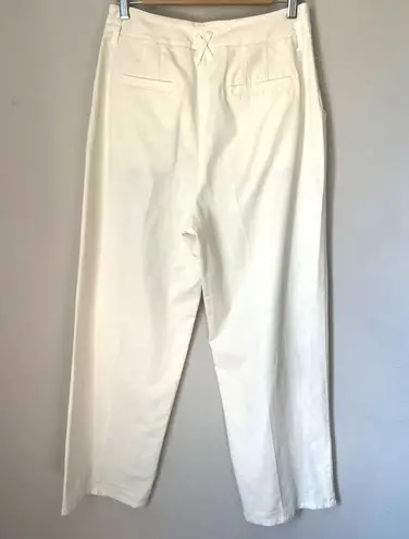 Maeve by Anthropologie Pleated Cropped Aston Pants Wide Leg in Ivory sz. 8