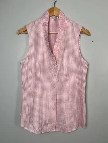 Tyler Boe Pink Gingham Ruffle Collar button down Tank top cotton size 6 thumbnail 1