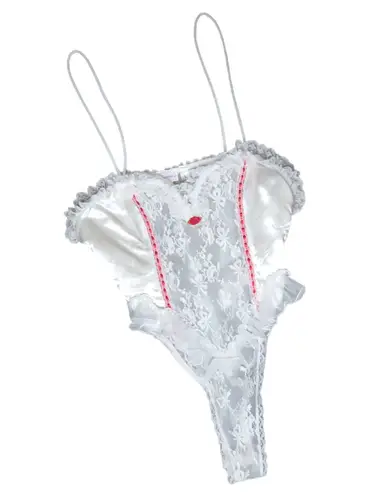 Frederick's of Hollywood Vintage White Sexy Corset Lace Lingerie Coquette Large