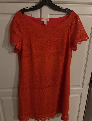 London Times Red Crochet Lace Dress US 16 UK 20 EU 48 Short Sleeve - Image 1