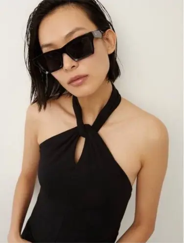 Veronica Beard Novick Twist Halter Top in Black