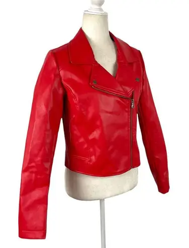 Riverdale Moto Cropped Costume Biker Faux Leather Jacket Red Cheryl Blossom S