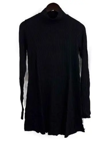 Michael Lauren Sweater Dress Black Ribbed Mock Neck Long Sleeve Tunic Small