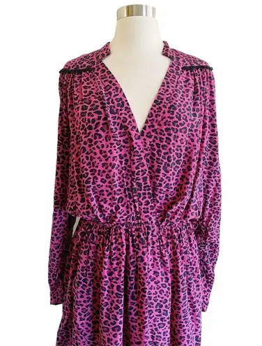 Zadig & Voltaire  Reveal Leopard Print Dress Hot Pink Black MSRP $398 Large NWT