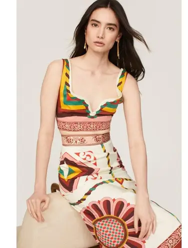 LA DOUBLEJ Multicolored Striped 100% Cotton Festival Plunge Crop Top Size XS