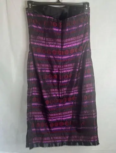 Jessica McClintock  Gunne Sax Strapless Purple Mixed Print Cocktail Dress Sz 11