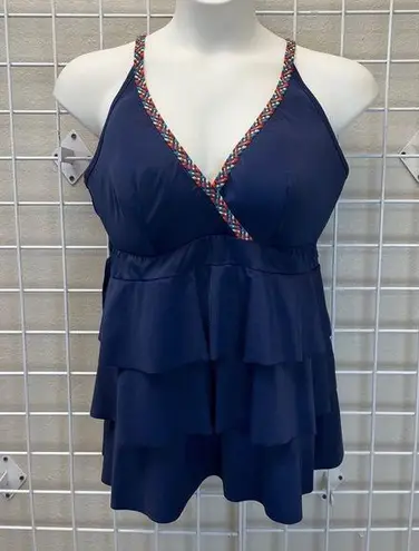 Cacique SWIM Navy Blue Tankini Top - Size 20