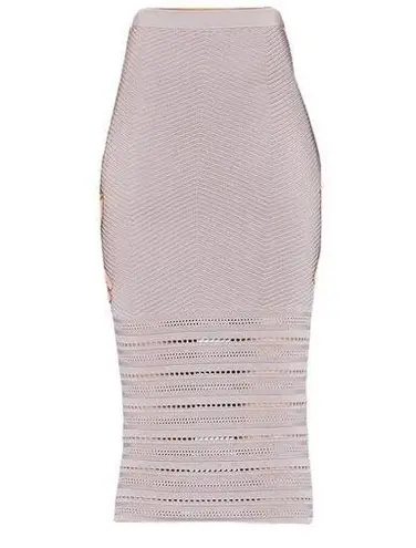 NWT Ronny Kobo DARLING in Steel Ribbed Row Ottoman Texture Stretch Knit Skirt XS