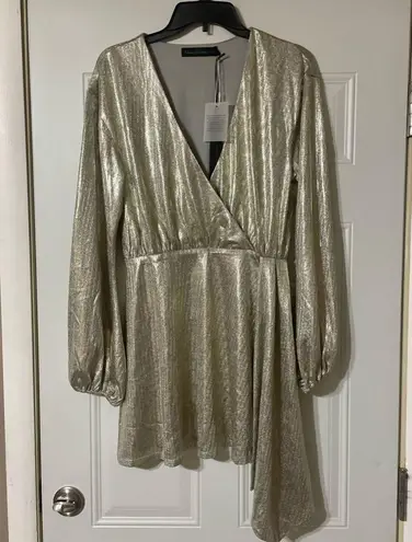 House of Harlow 1960 x Revolve Aniela Mini Dress in Pewter Lined Size Medium Silver - Image 2