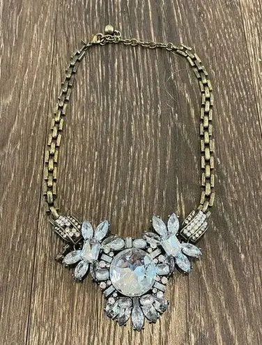 Brass Chain Necklace with Large Rhinestone Statement Detail