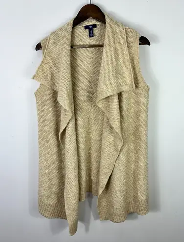 Gap Drape Front Sweater Vest Women M Beige Costal Minimalist Quiet Luxury Preppy Tan Size M