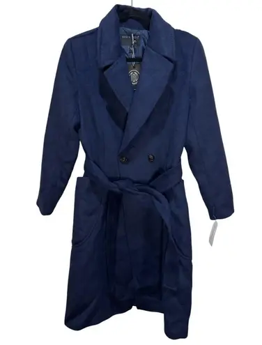 Bernardo Belted Wool Blend Longline Coat - Deep Navy