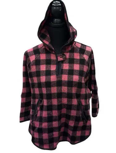 Woolrich Wool Buffalo Check Plaid Pullover Hooded Poncho USA Made Women's Medium