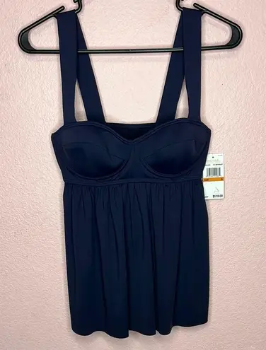 Michael Kors Tankini Top Women Underwire Baby Doll Navy Blue Pool Swim. Size S