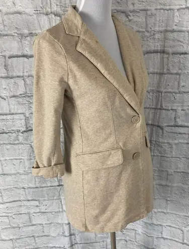 New York & Co. women S cotton blend button up long jacket tan 