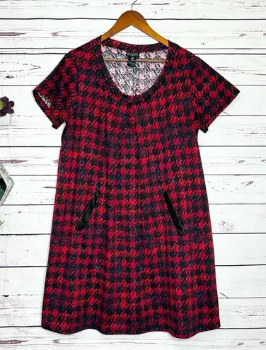 Enfocus Studio Red & Black Houndstooth Casual Dress Size 14W