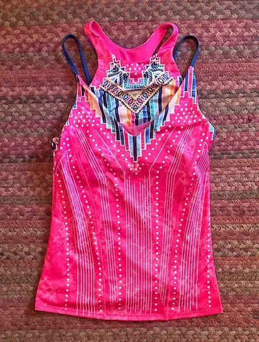 LUCKY IN LOVE PRETTY IN INK PINK BRALETTE TANK ACTIVE TENNIS GOLF