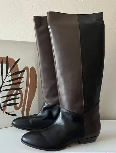 Tuckernuck Black Brown Sloane Patchwork Block Heel Knee High Boots Size 9.5 - Image 1