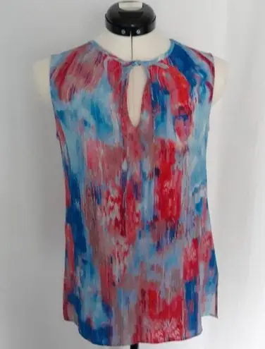 Ecru Sleeveless Multicolor Silk Keyhole Camisole S