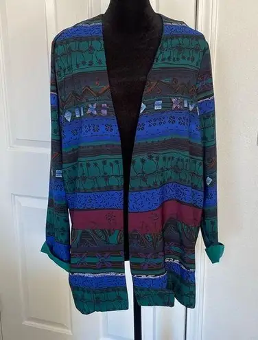 Leslie Belle tropical 80s retro blazer. Blue Size 10P