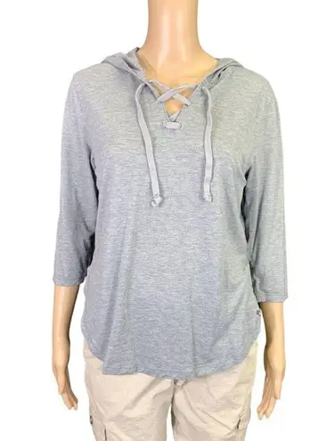 Woolrich Womens Sweater Wool Blend Lightweight Hooded Pullover Gray Medium