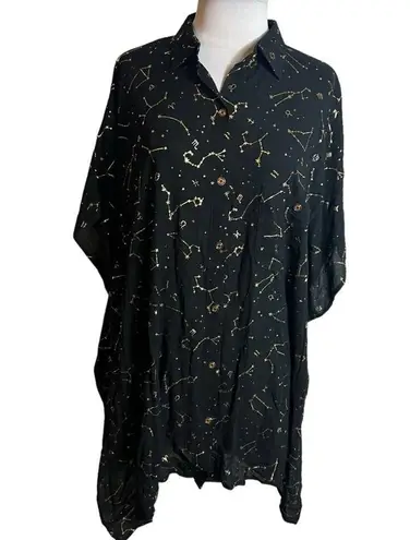 NWT SUNSHINE 79 Graphic Resort Shirt swim cover up zodiac Sz L/XL Black