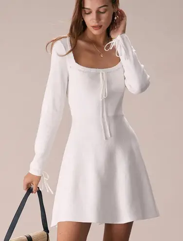 RIHOAS The White Square Neck Sweater Mini Dress M 74 Size M
