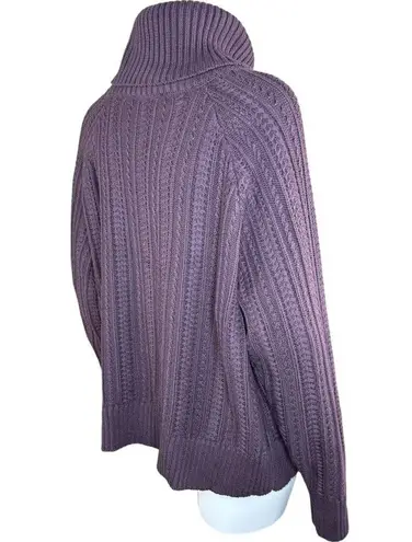 Studio Park Shawn Killinger Cold Shoulder Cable Knit Sweater Huckleberry Large Purple