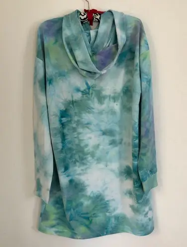 Bebe  SPORT Sea Glass Tie Dye Hoodie Sweatshirt Dress L