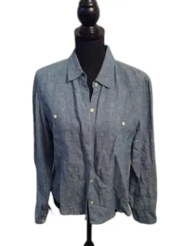 Tommy Bahama  Medium Womens Linen Button Down Blouse Denim