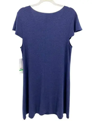 Kensie New  Womens Zip-Detail T-Shirt Dress Navy‎ Blue Large Cap Sleeve Casual