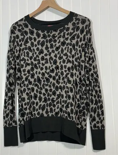 Isaac Mizrahi Leopard Print Sweater S Gray Black Mob Wife Y2K Glam Knit