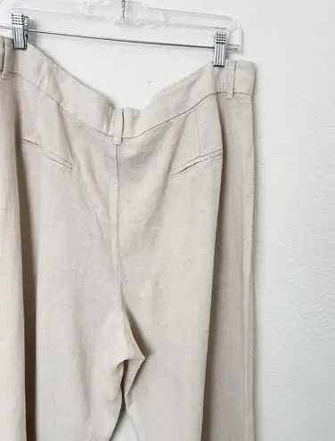 [Sound/Style] Neutral Beige Cream Wide Leg Linen Blend Pleated Trouser Pants 16