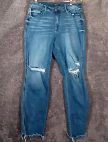 Judy Blue straight fit bold beauty high rise distressed raw Hem women's 14W