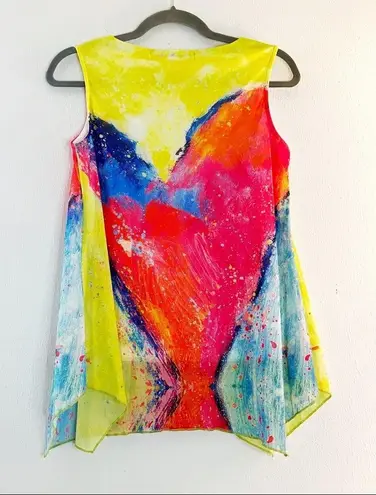 Leoma Lovegrove Tank Top Brightly Bedazzled V Neck Sleeveless Chiffon Top S EUC