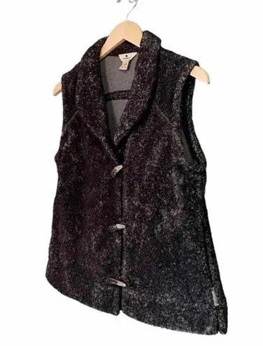 Woolrich Faux Shearling Toggle Front Shawl Collar Vest Onyx Gray Size Small
