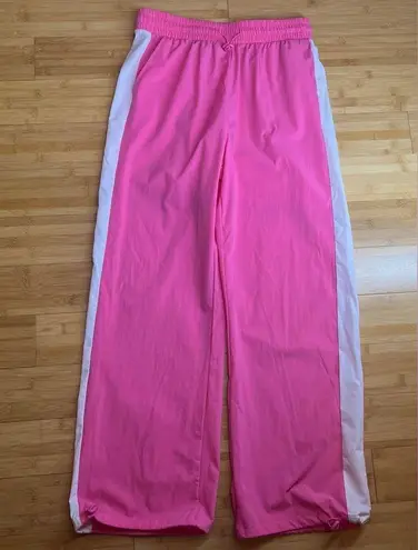 OTOS Activewear Womens Barbie Pink stripe Nylon W/Drawstring Ankle pants|Size:L Size L