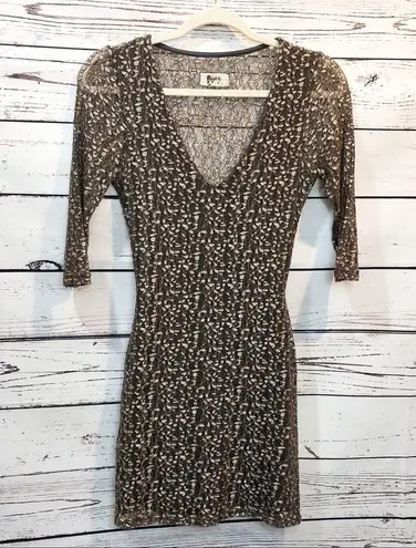 Nightcap Lace Bodycon Mini Dress: Bronze