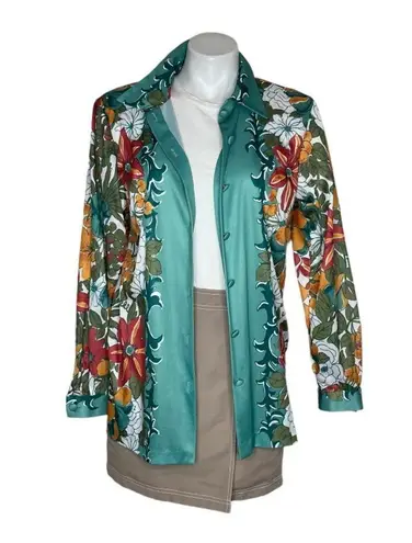 Vera VINTAGE Women’s Floral Shirt Fabric Buttons Bold Print Size 12 Made in USA