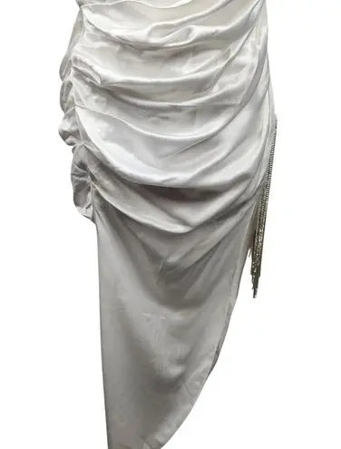 Retrofête Retrofete White Strapless Asymmetrical Rhinestone Dress Size XS