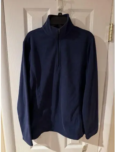 Lands' End Women's Small Deep Sea Navy 1/4 Zip Fleece Pullover Mock New Blue
