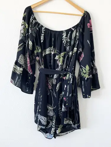 City Chic Black Floral Lily Pad Romper