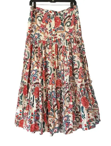 Soft Surroundings Wild Bloom Botanical Sunset Floral
Maxi Skirt, Sz L