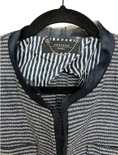 Max Mara Weekend Blazer Navy Blue Striped Lace Trim Women’s Size 12
