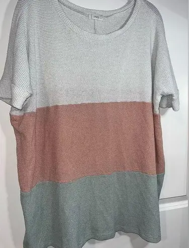 Cherish Sweater Short Sleeve Top with 3 Multi-Color Layers Size Large