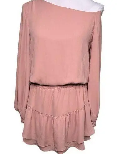Krisa Blush One Shoulder Ruffle Skirt Dress Size S