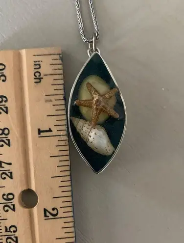 Handcrafted Cape Cod Jewelry Artist Sterling Silver & Shells Custom Necklace Blue