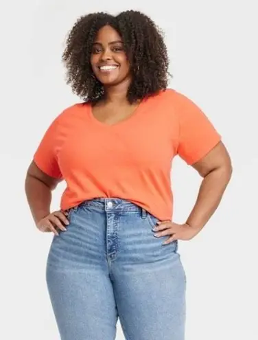 Ava & Viv NWT Womens Soft Coral Scoop Neck Everyday Tee Shirt - Sz 4X