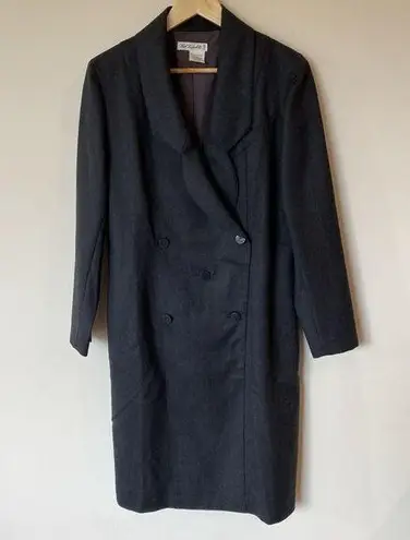 Karl Lagerfeld Vintage 100% Wool Brown Tuxedo Coat Dress Made In France
